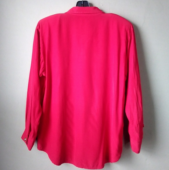 Vintage Peter P. Red Holiday Button Up Blouse Top - Picture 4 of 5